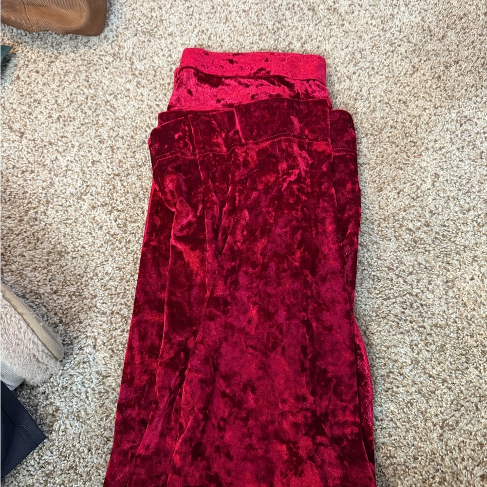 HALARA Red Velvet Boot Cut Pants